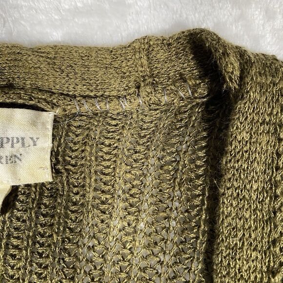 Denim & Supply Ralph Lauren Linen Blend Cardigan Open Knit Olive Green Women's M - Picture 4 of 7